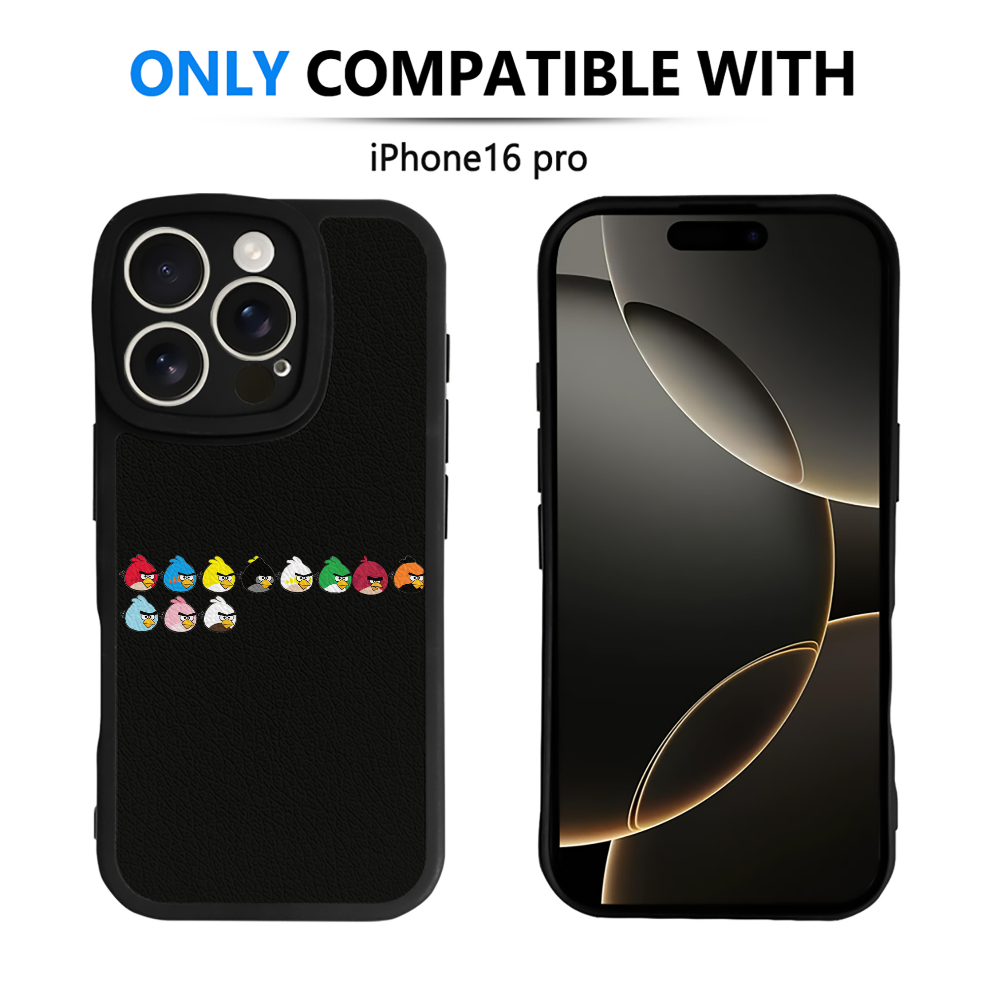 （画像用） Angry Birds アングリーバード 【iPhone 16シリーズ対応】シリコンスマホケース（レザー調） 材質：シリコン